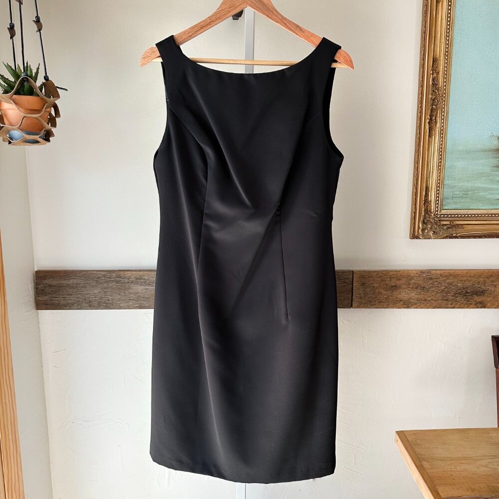 Vintage Niki Livas Black Satin Dress Rhinestone Bow in Back‎ 12 Original USA